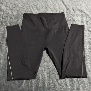 Athleta Black Leggings with White Stitching